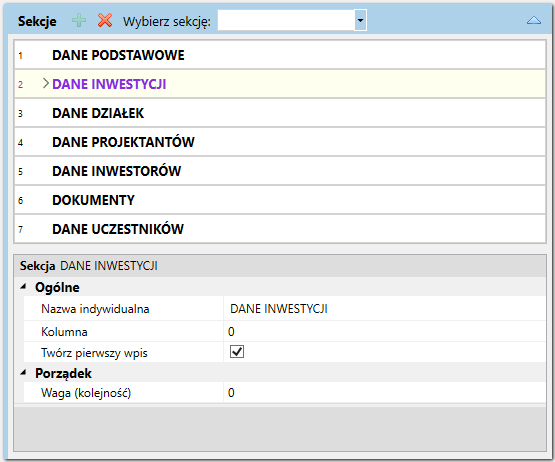 group sections settings