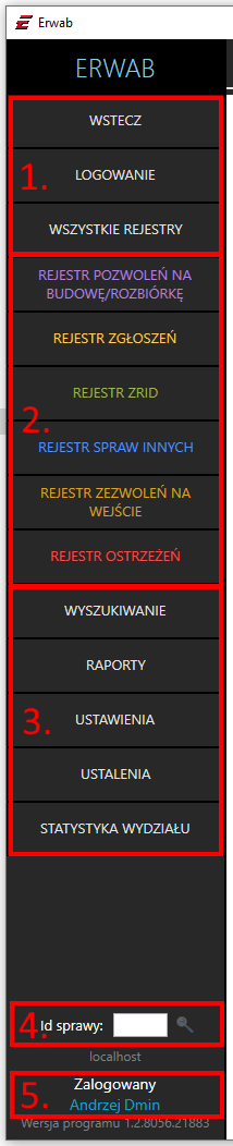 main menu